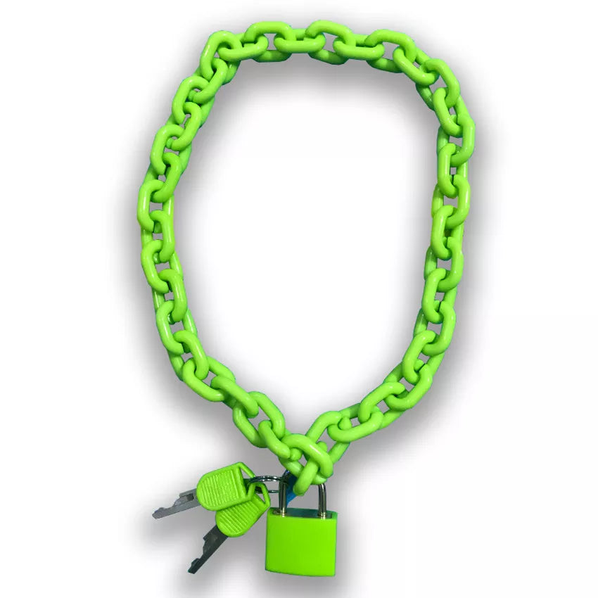 Rock Punk Acrylic Chain Lock Pendant Necklace