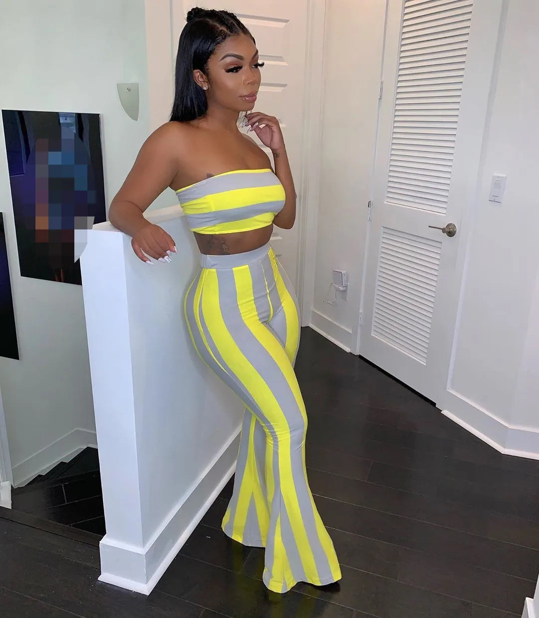 women striped 2 piece set women outfits
