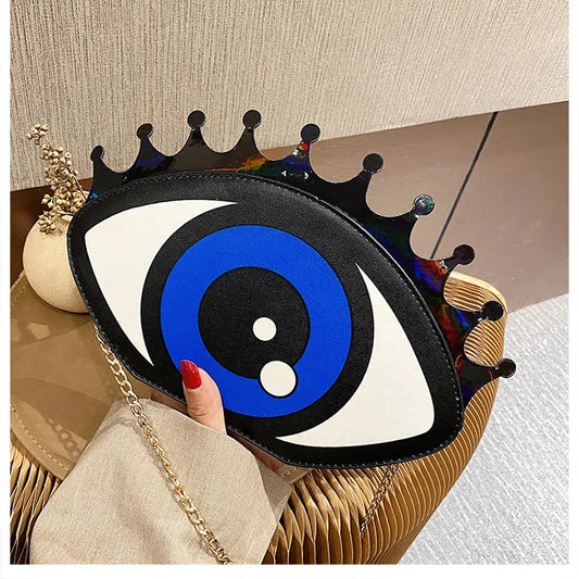 Women Small Shoulder Bag Eye Shape Fashion PU Leather Chain Bags
