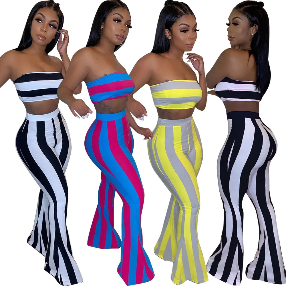 women striped 2 piece set women outfits – Twin Chronicles
