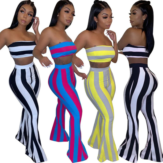 women striped 2 piece set women outfits