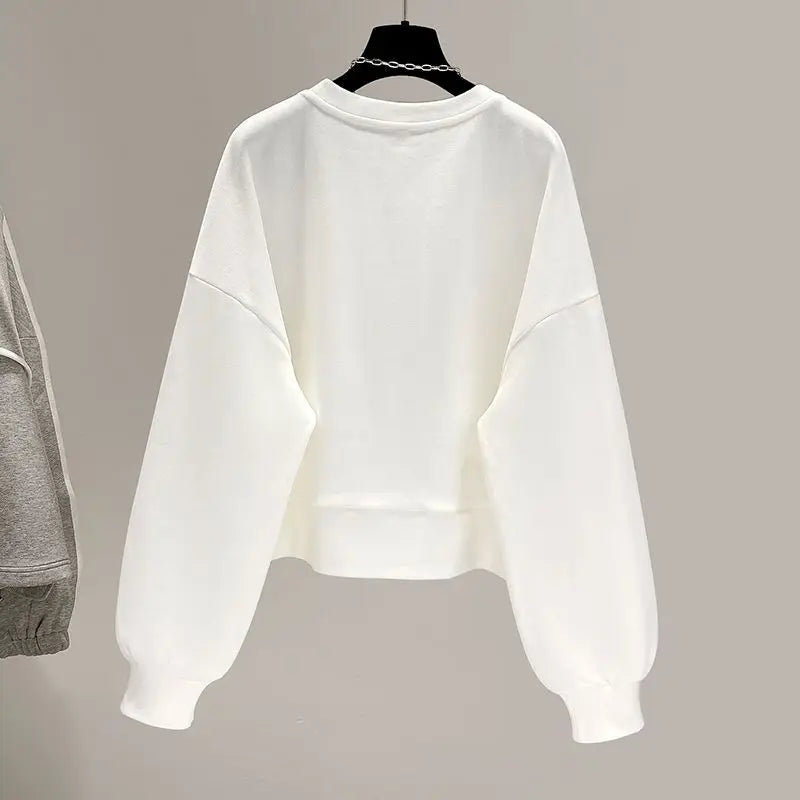 Autumn New Short Crewneck Sweatshirts Women Casual Long-sleeved