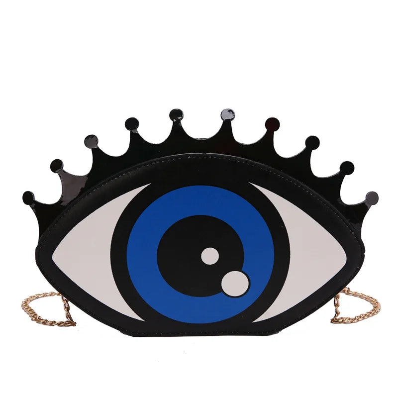 Women Small Shoulder Bag Eye Shape Fashion PU Leather Chain Bags