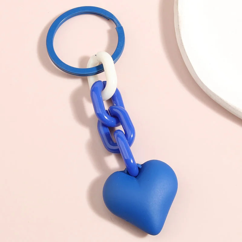 Handmade Heart Keychain Acrylic Plastic Link Chain Key Ring For Women Girls Handbag