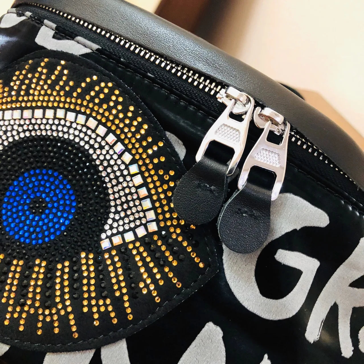 Women Oxford Rhinestone Evil Eye Waist Bag