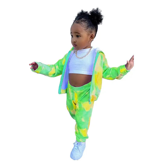 Tie Dye Hoodies Sets For Children's Girls Clothes
