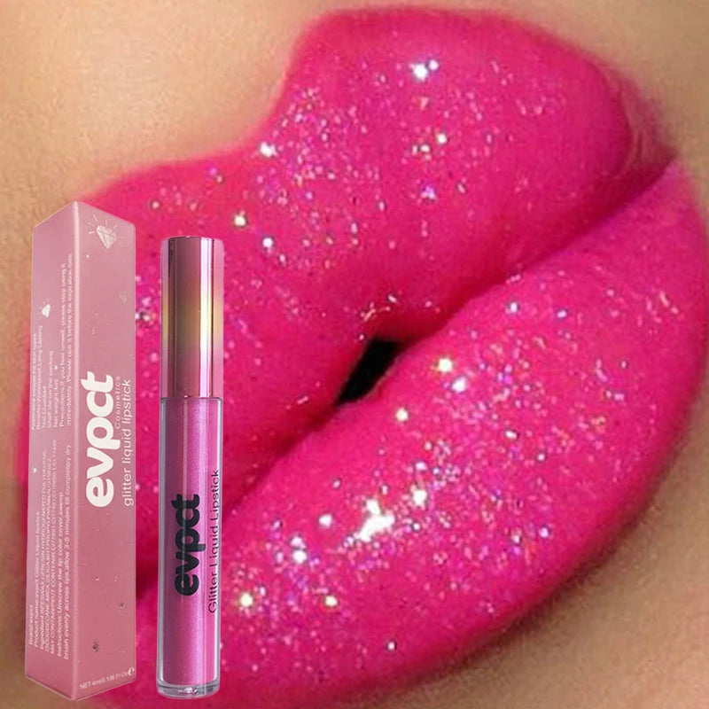 Waterproof Diamond Shimmer Glitter Lip Gloss 18 Colors Matte Glitter Liquid Lipstick