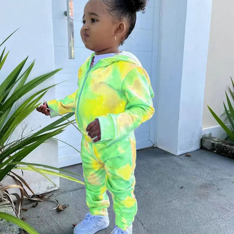 Tie Dye Hoodies Sets For Children's Girls Clothes