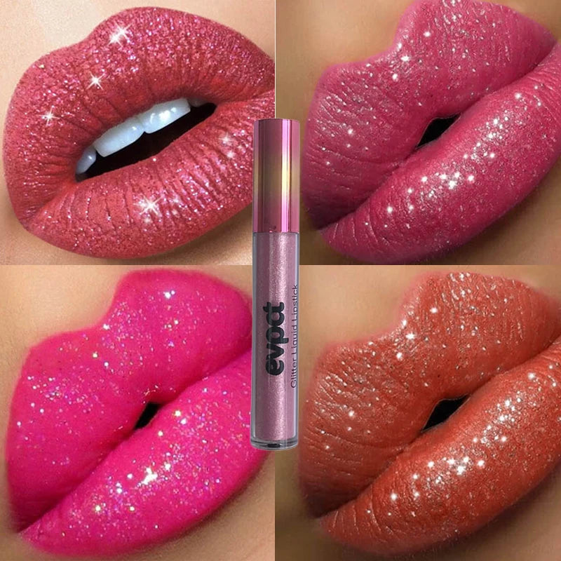 Waterproof Diamond Shimmer Glitter Lip Gloss 18 Colors Matte Glitter Liquid Lipstick