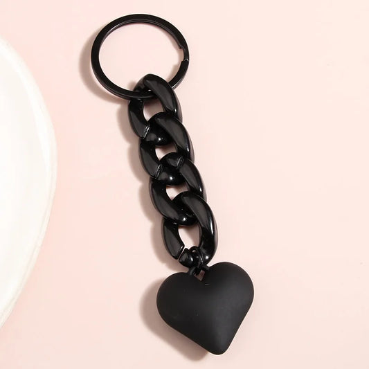Handmade Heart Keychain Acrylic Plastic Link Chain Key Ring For Women Girls Handbag