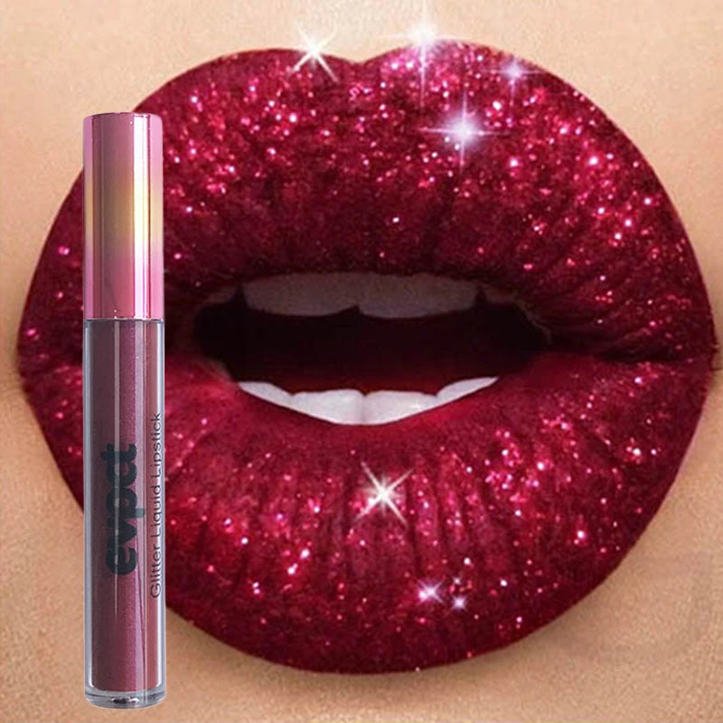 Waterproof Diamond Shimmer Glitter Lip Gloss 18 Colors Matte Glitter Liquid Lipstick