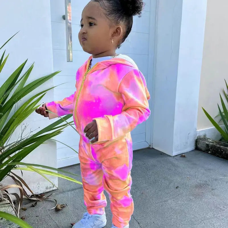Tie Dye Hoodies Sets For Children's Girls Clothes