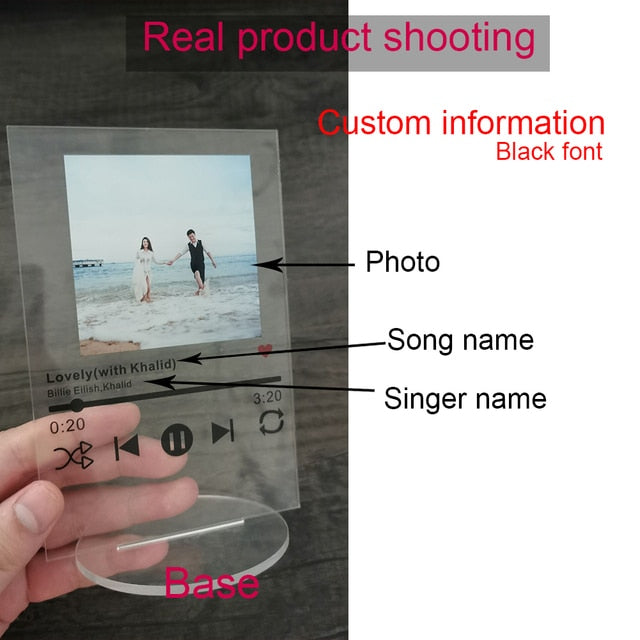 12x17cm Custom Acrylic Spotify Code Music Board With Stand Base Personalized Photo Song Singer Cover Plaque - Twin Chronicles