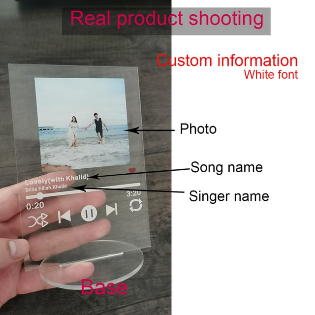 12x17cm Custom Acrylic Spotify Code Music Board With Stand Base Personalized Photo Song Singer Cover Plaque - Twin Chronicles