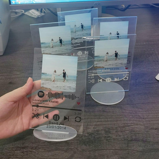 12x17cm Custom Acrylic Spotify Code Music Board With Stand Base Personalized Photo Song Singer Cover Plaque - Twin Chronicles