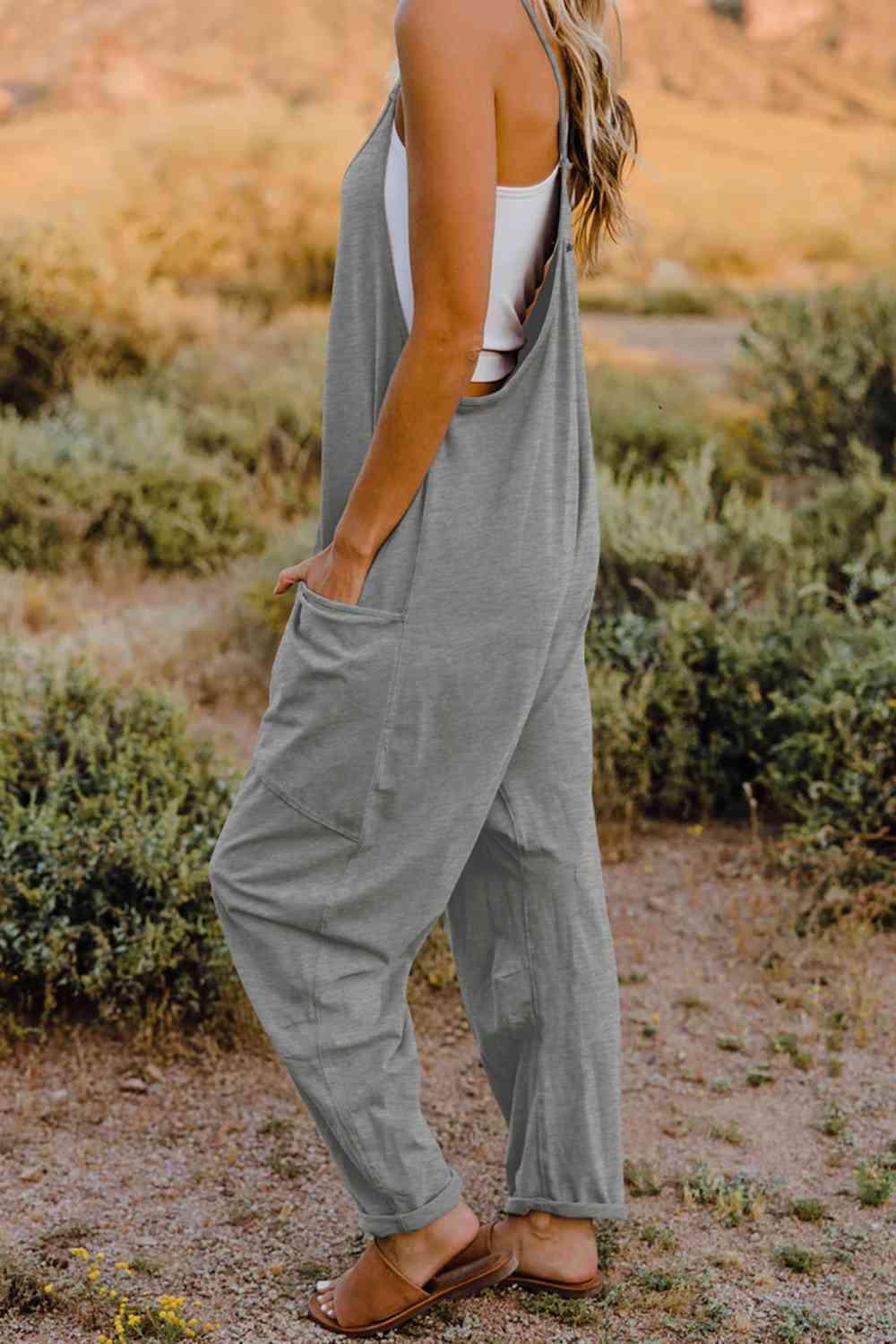 Double Take V-Neck Sleeveless Jumpsuit with Pocket - Twin Chronicles