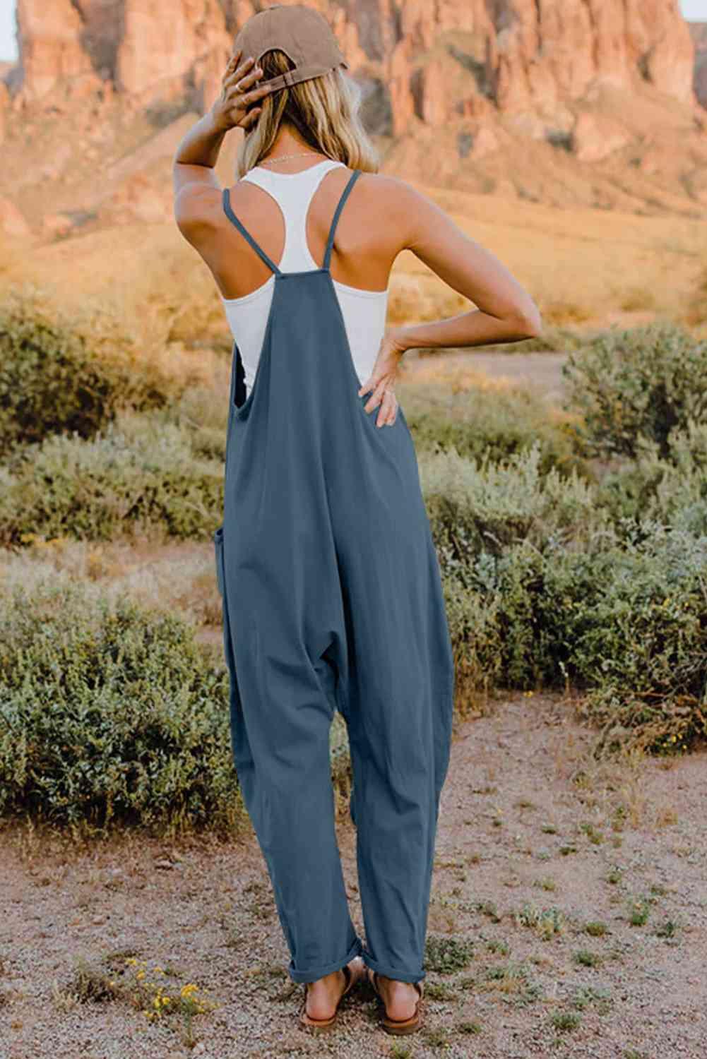 Double Take V-Neck Sleeveless Jumpsuit with Pocket - Twin Chronicles