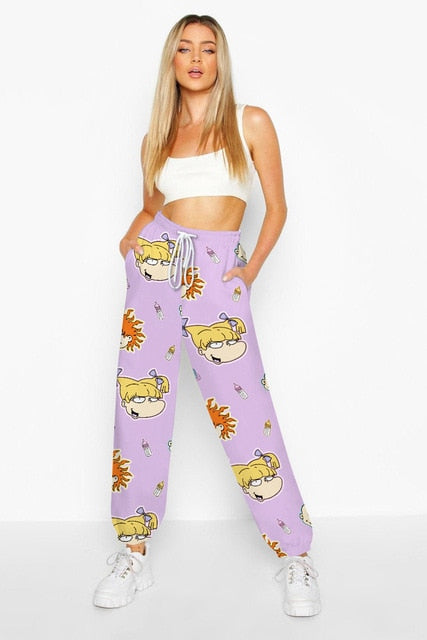 Cute Print Joggers Cargo Sweat Pants Women Streetwea - Twin Chronicles