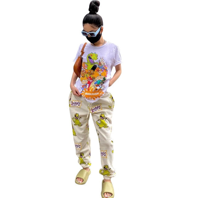 Cute Print Joggers Cargo Sweat Pants Women Streetwea - Twin Chronicles