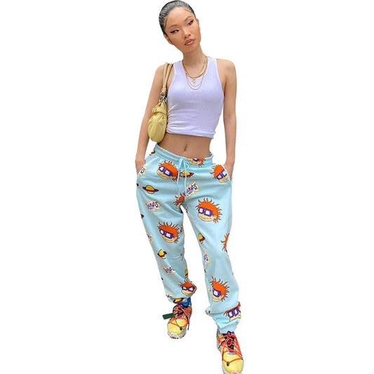 Cute Print Joggers Cargo Sweat Pants Women Streetwea - Twin Chronicles