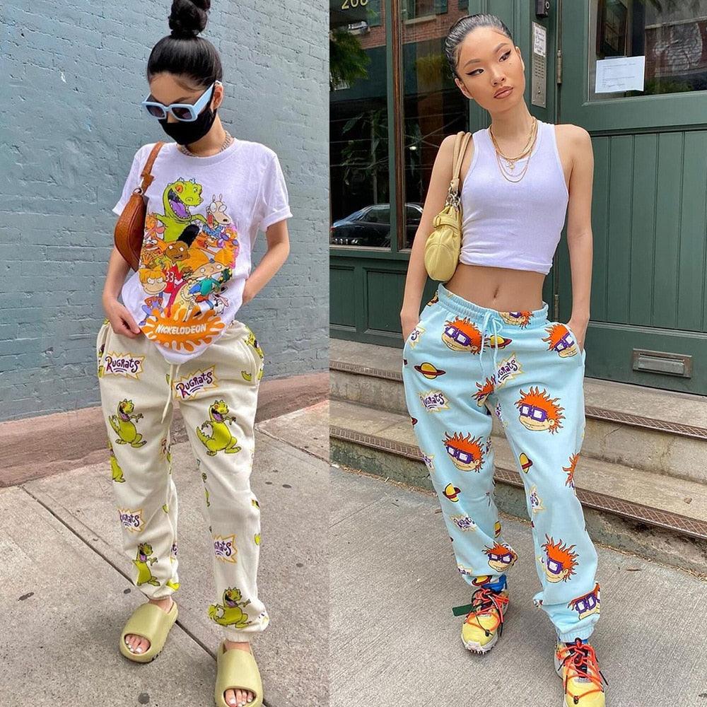 Cute Print Joggers Cargo Sweat Pants Women Streetwea - Twin Chronicles