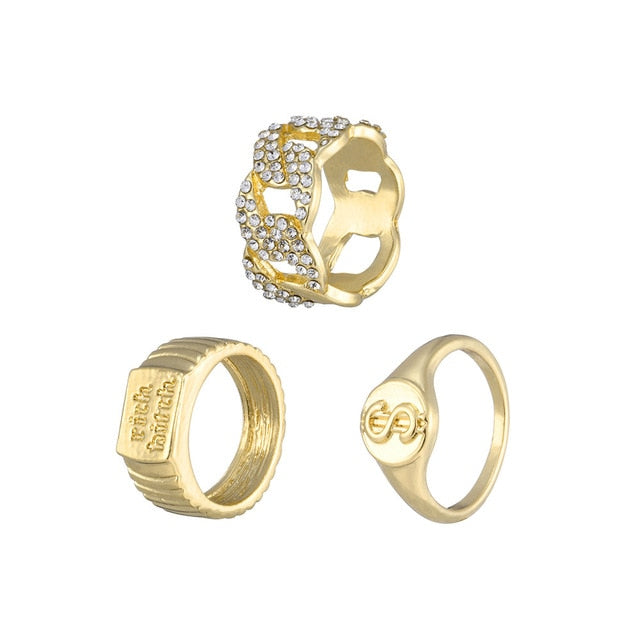 Gold Color Rich Bxxch Ring for Woman Fashion Rings Set - Twin Chronicles