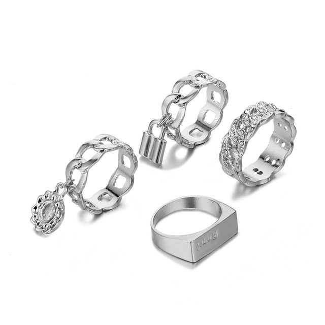 Gold Color Rich Bxxch Ring for Woman Fashion Rings Set - Twin Chronicles