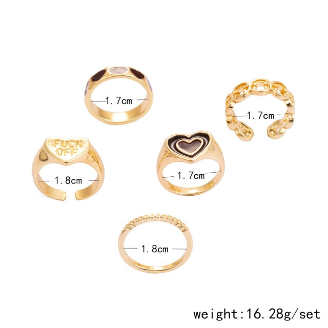 Gold Color Rich Bxxch Ring for Woman Fashion Rings Set - Twin Chronicles