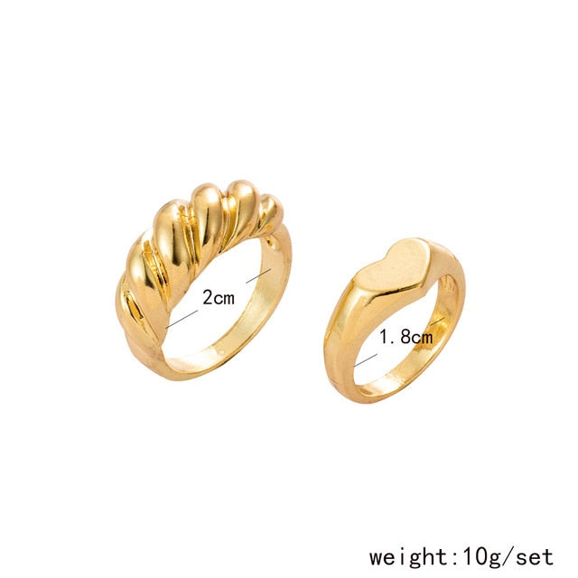 Gold Color Rich Bxxch Ring for Woman Fashion Rings Set - Twin Chronicles