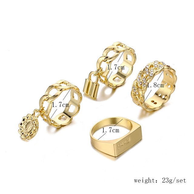 Gold Color Rich Bxxch Ring for Woman Fashion Rings Set - Twin Chronicles