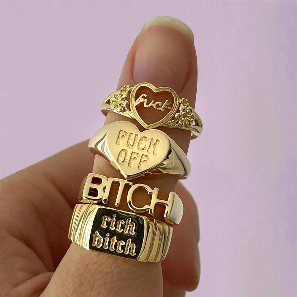 Gold Color Rich Bxxch Ring for Woman Fashion Rings Set - Twin Chronicles