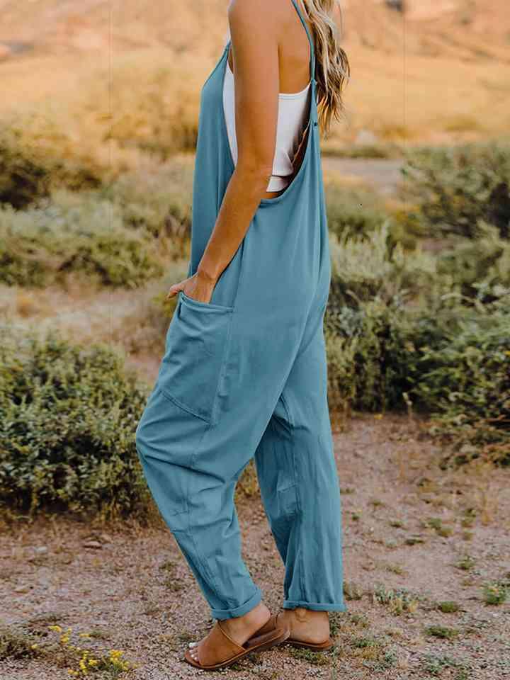 Double Take V-Neck Sleeveless Jumpsuit with Pocket - Twin Chronicles
