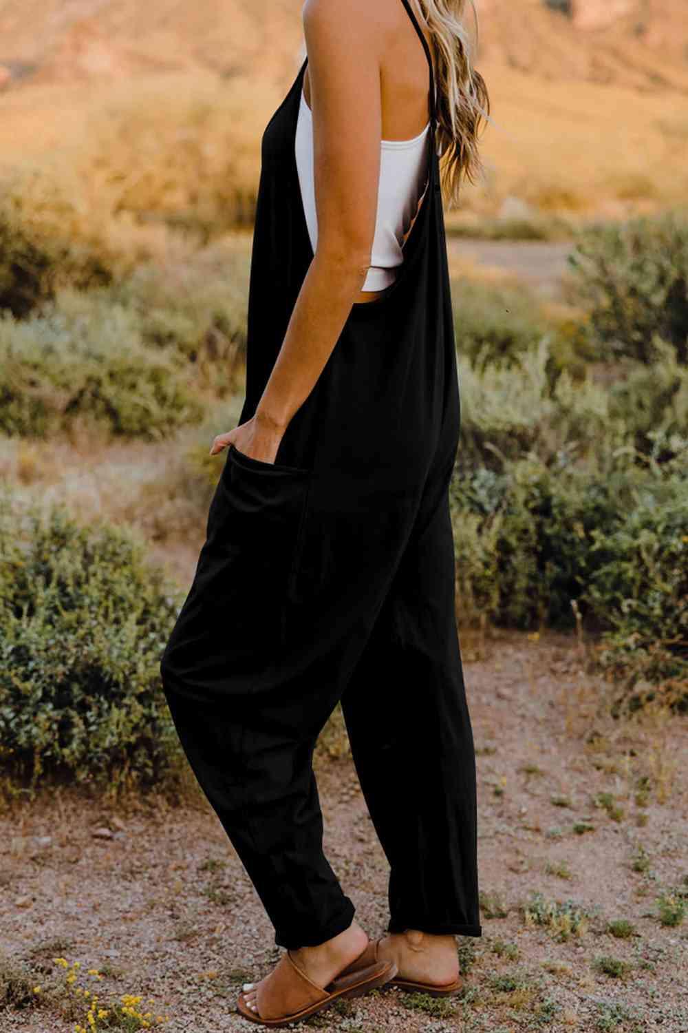 Double Take V-Neck Sleeveless Jumpsuit with Pocket - Twin Chronicles