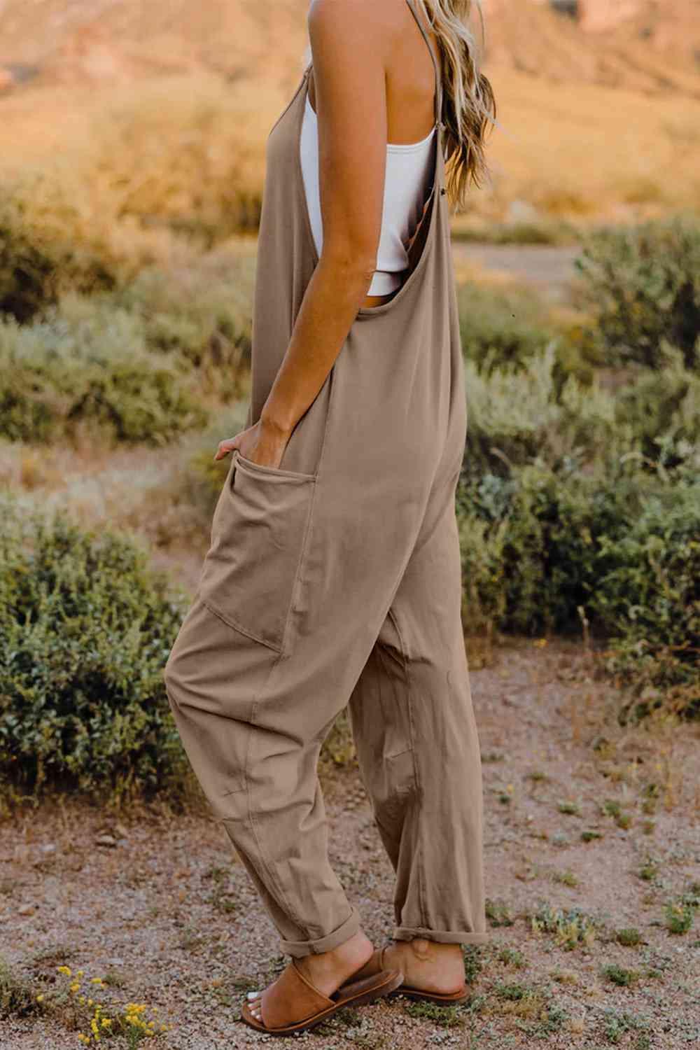 Double Take V-Neck Sleeveless Jumpsuit with Pocket - Twin Chronicles