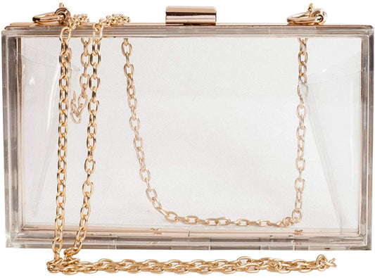 Gold Trim Clear Clutch - Twin Chronicles