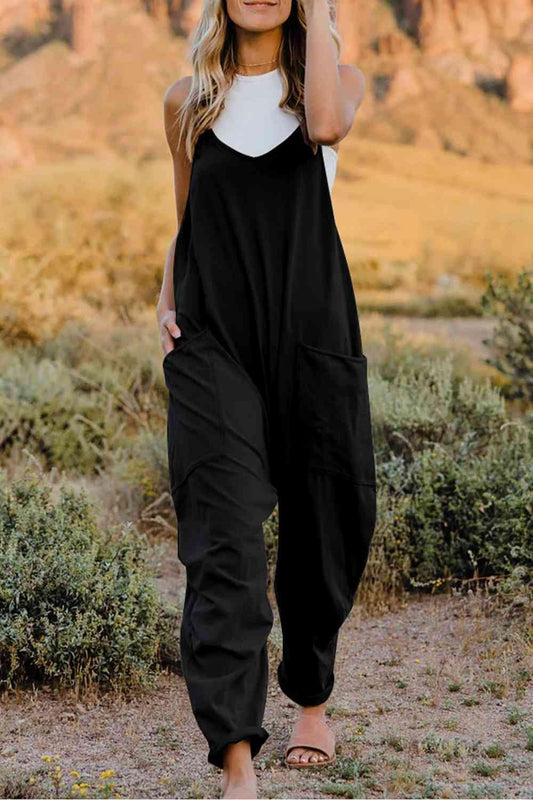 Double Take V-Neck Sleeveless Jumpsuit with Pocket - Twin Chronicles