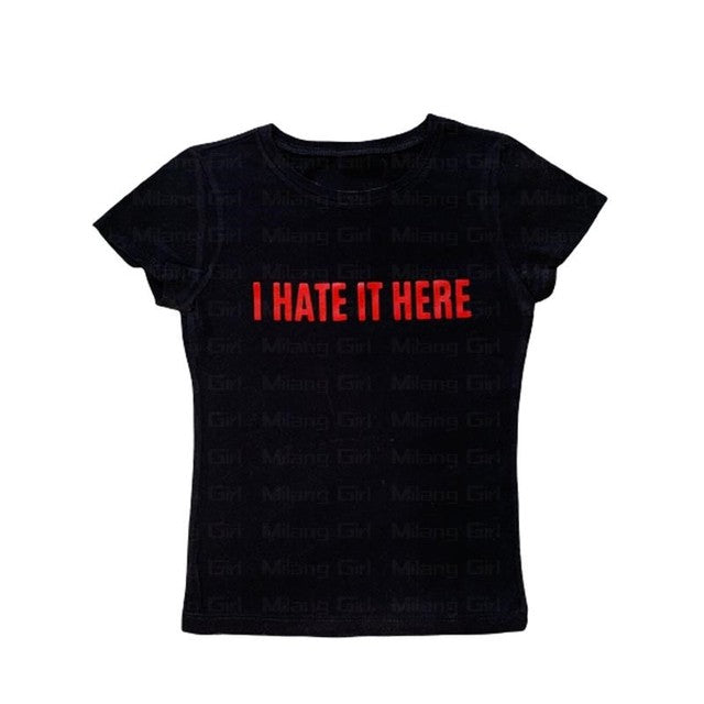 Letter graphic Tees Y2K clothes Streetwear O-neck Short Sleeve Crop Top - Twin Chronicles