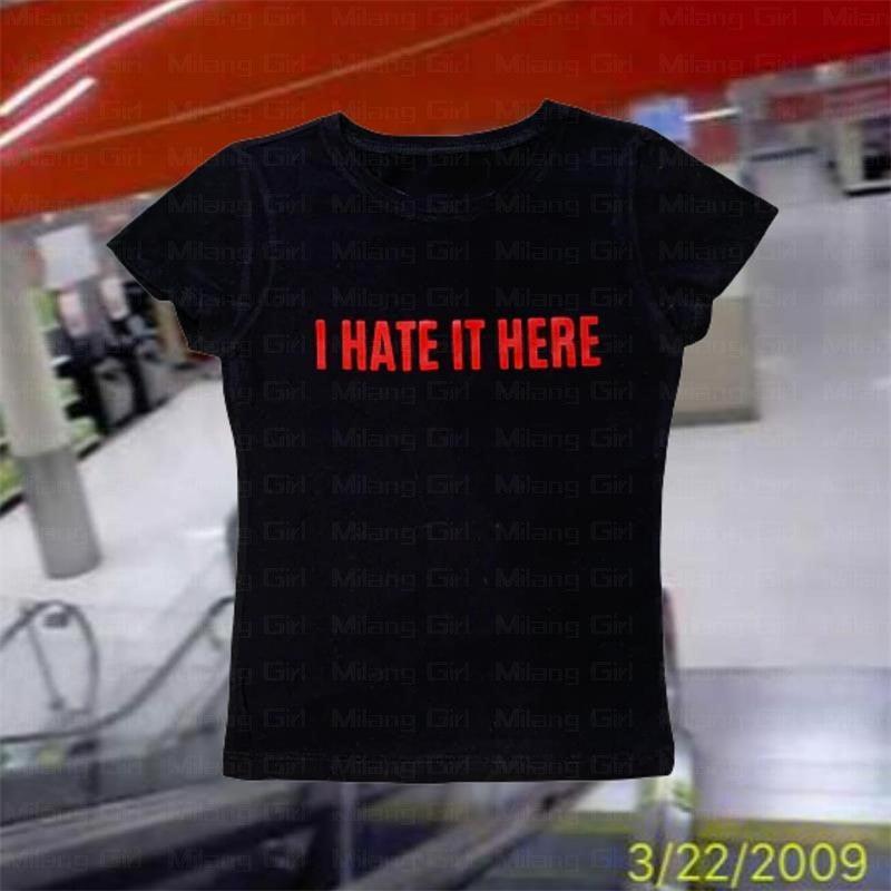 Letter graphic Tees Y2K clothes Streetwear O-neck Short Sleeve Crop Top - Twin Chronicles