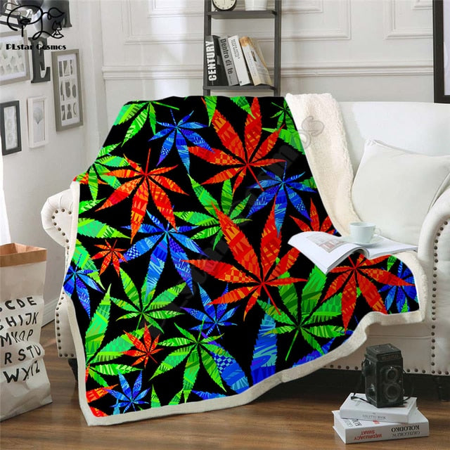Fabulous Blunt Slut/trippy Tie-dye Weed Leaf Throw Bed Blanket - Twin Chronicles