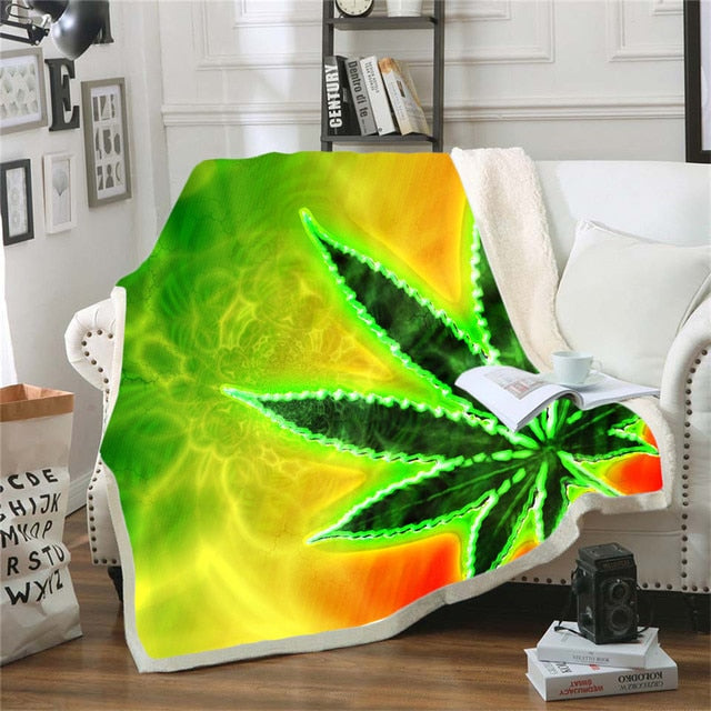Fabulous Blunt Slut/trippy Tie-dye Weed Leaf Throw Bed Blanket - Twin Chronicles