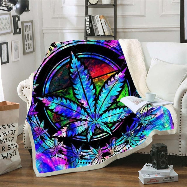 Fabulous Blunt Slut/trippy Tie-dye Weed Leaf Throw Bed Blanket - Twin Chronicles