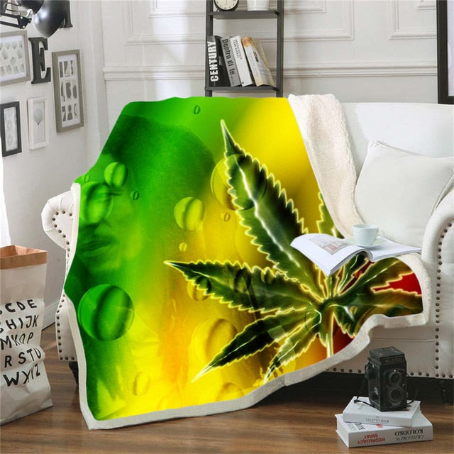 Fabulous Blunt Slut/trippy Tie-dye Weed Leaf Throw Bed Blanket - Twin Chronicles