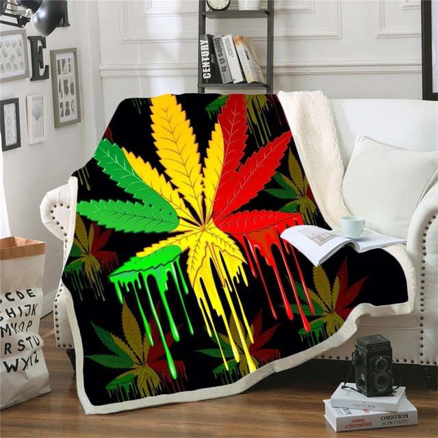 Fabulous Blunt Slut/trippy Tie-dye Weed Leaf Throw Bed Blanket - Twin Chronicles