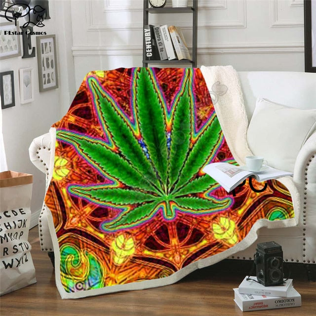 Fabulous Blunt Slut/trippy Tie-dye Weed Leaf Throw Bed Blanket - Twin Chronicles