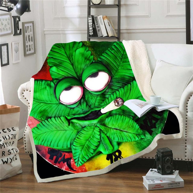 Fabulous Blunt Slut/trippy Tie-dye Weed Leaf Throw Bed Blanket - Twin Chronicles