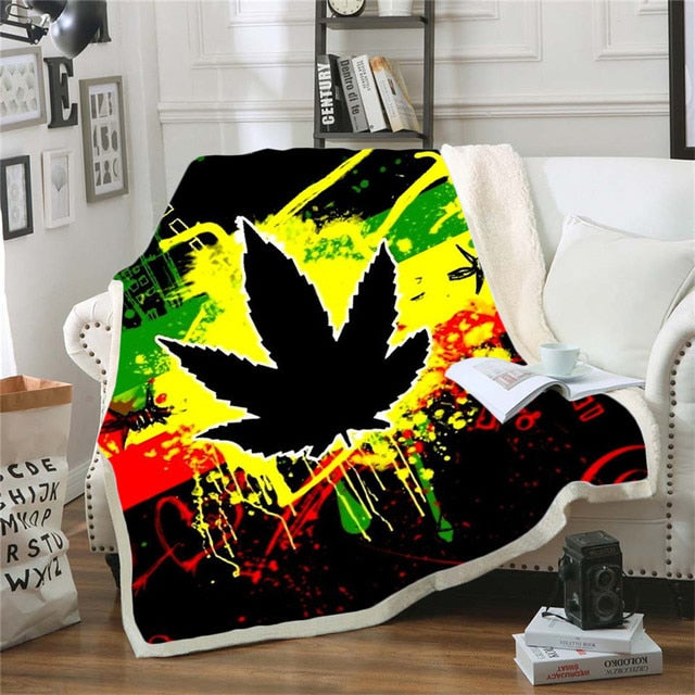 Fabulous Blunt Slut/trippy Tie-dye Weed Leaf Throw Bed Blanket - Twin Chronicles