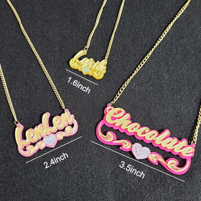 Custom Name Necklaces - Personalized Nameplates Acrylic laser Cut Jewelry - Twin Chronicles