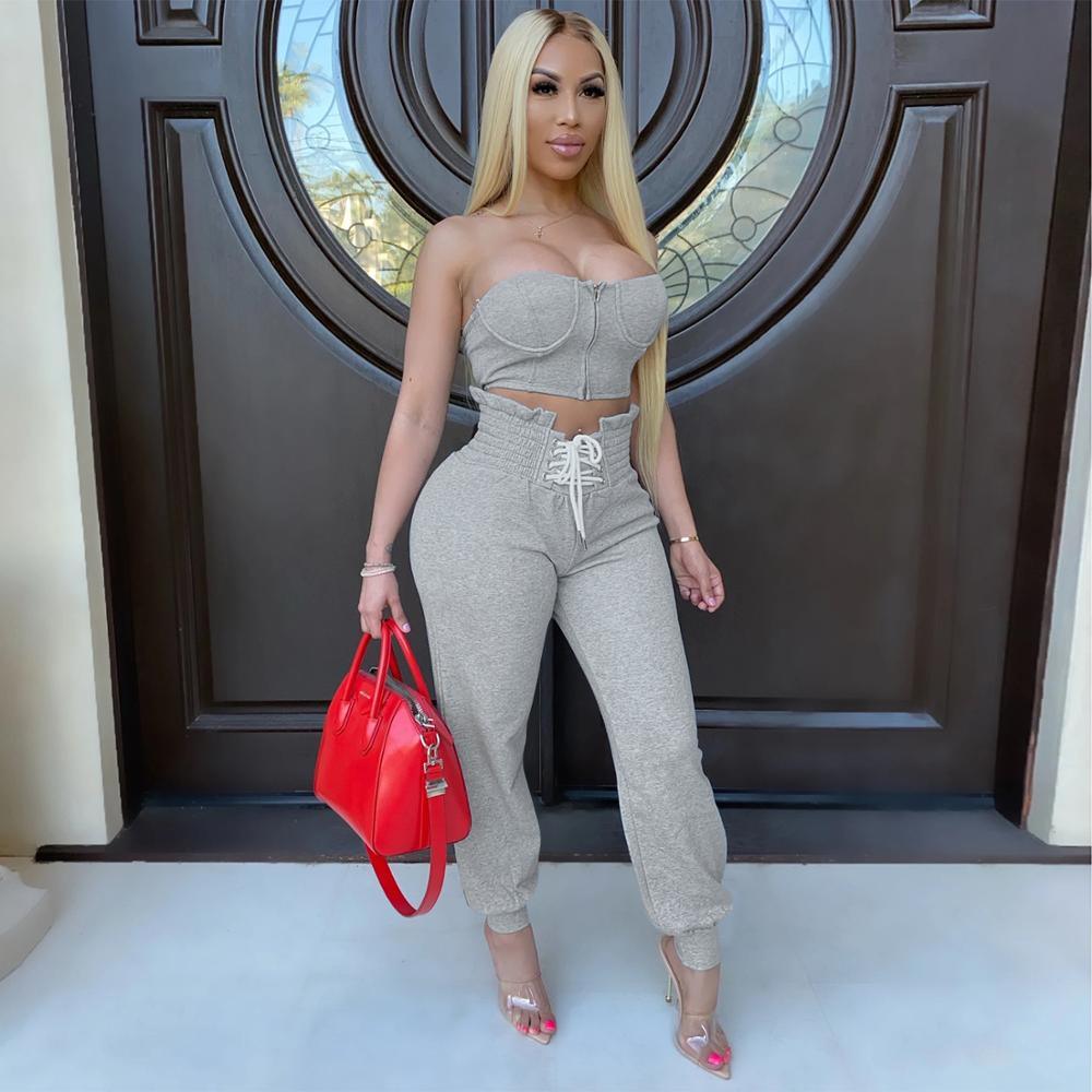 2 pieces sets women outfits -crop tops- pants tracksuit - Twin Chronicles