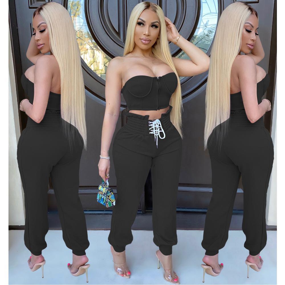 2 pieces sets women outfits -crop tops- pants tracksuit - Twin Chronicles