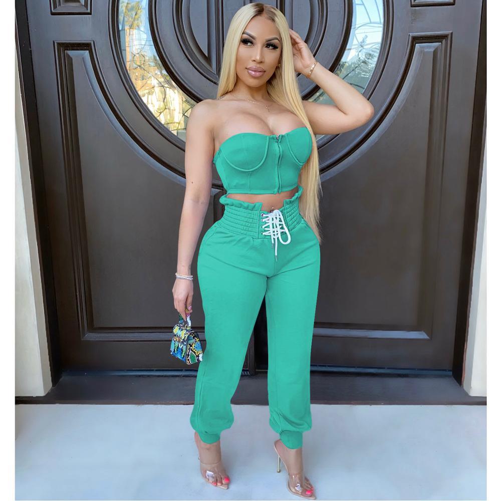 2 pieces sets women outfits -crop tops- pants tracksuit - Twin Chronicles